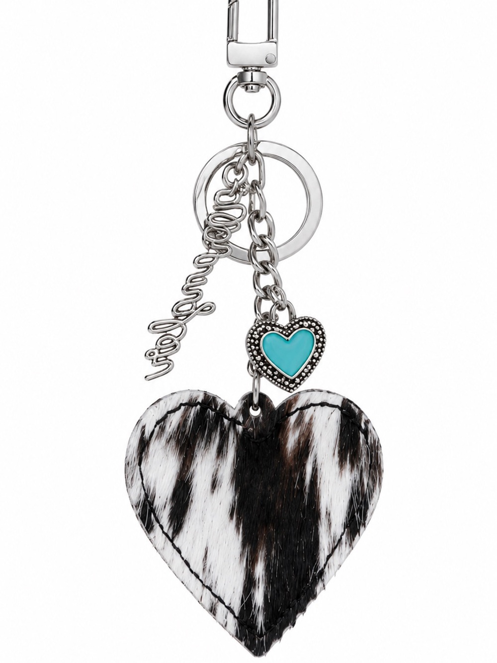 Wrangler Cowhide Heart Bag Charm WGC-1017BK